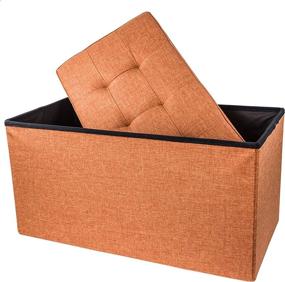 img 2 attached to 🧡 Red Co. Rust Orange Folding Storage Ottoman: Upholstered with Padded Seat, 30"x16"x16