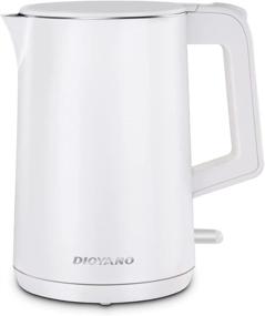 img 4 attached to Stainless Steel Double Wall Electric Kettle by Dioyano - Fast Heating Tea Kettle, Cordless Water Boiler with Auto Shut-Off, Boil-Dry Protection - 1.5L Capacity, BPA-Free (White)