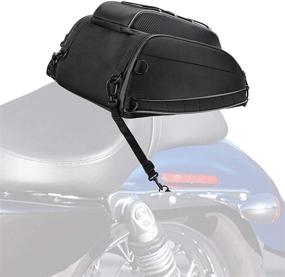 img 1 attached to 🏍️ Premium Motorcycle Tail Bags with Rain Cover and Straps - Compatible with Sportster Dyna Softail - Black