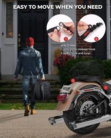 img 2 attached to 🏍️ Premium Motorcycle Tail Bags with Rain Cover and Straps - Compatible with Sportster Dyna Softail - Black