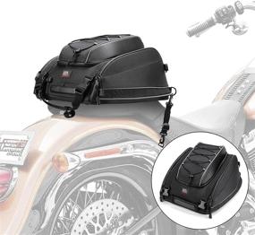 img 4 attached to 🏍️ Premium Motorcycle Tail Bags with Rain Cover and Straps - Compatible with Sportster Dyna Softail - Black