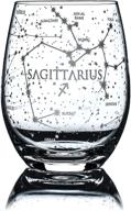 ♐ hand etched sagittarius stemless wine glass - greenline goods 15 oz – zodiac glassware with star constellations and astrological sign on the base - astrology wine glass (single glass) logo