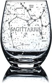 img 4 attached to ♐ Hand Etched Sagittarius Stemless Wine Glass - Greenline Goods 15 oz – Zodiac Glassware with Star Constellations and Astrological Sign on the Base - Astrology Wine Glass (Single Glass)