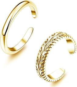 img 4 attached to 👣 2-Piece Toe Ring Set: Sterling Silver Vintage Design Adjustable Rings for Women, Girls - FunRun Jewelry