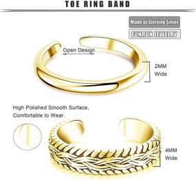img 2 attached to 👣 2-Piece Toe Ring Set: Sterling Silver Vintage Design Adjustable Rings for Women, Girls - FunRun Jewelry