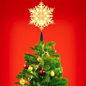 img 2 attached to 🎄 Snowflake Christmas Tree Topper with 20 Warm White Incandescent Mini Lights - Lighted Treetop Decoration for Christmas Tree