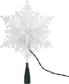 img 3 attached to 🎄 Snowflake Christmas Tree Topper with 20 Warm White Incandescent Mini Lights - Lighted Treetop Decoration for Christmas Tree