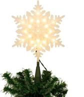 🎄 snowflake christmas tree topper with 20 warm white incandescent mini lights - lighted treetop decoration for christmas tree logo