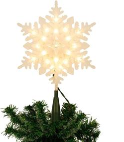 img 4 attached to 🎄 Snowflake Christmas Tree Topper with 20 Warm White Incandescent Mini Lights - Lighted Treetop Decoration for Christmas Tree