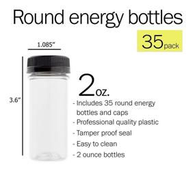 img 3 attached to 🧃 Small Plastic Juice Bottles - 2 oz Clear Mini Bottles with Black Lids for Liquids and Smoothies