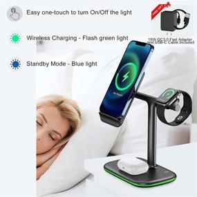 img 1 attached to 🔌 Apetiy 3-in-1 Wireless Charging Station - Qi Fast Charger Stand for Apple Watch Series Se 6 5 4 3 2, AirPods Pro 2, and iPhone 12 Pro Max 11 XR XS X 8 Plus - Charging Stand Dock