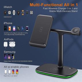 img 3 attached to 🔌 Apetiy 3-in-1 Wireless Charging Station - Qi Fast Charger Stand for Apple Watch Series Se 6 5 4 3 2, AirPods Pro 2, and iPhone 12 Pro Max 11 XR XS X 8 Plus - Charging Stand Dock