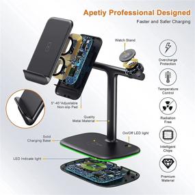 img 2 attached to 🔌 Apetiy 3-in-1 Wireless Charging Station - Qi Fast Charger Stand for Apple Watch Series Se 6 5 4 3 2, AirPods Pro 2, and iPhone 12 Pro Max 11 XR XS X 8 Plus - Charging Stand Dock