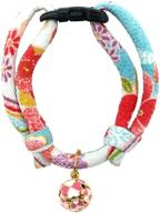 petsokoo four-leaf clover cat collar: cute kitten collar with breakaway buckle. authentic japan chirimen design. ideal for girl or boy cats. logo
