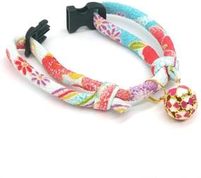 img 1 attached to PetSoKoo Four-Leaf Clover Cat Collar: Cute Kitten Collar with Breakaway Buckle. Authentic Japan Chirimen Design. Ideal for Girl or Boy Cats.