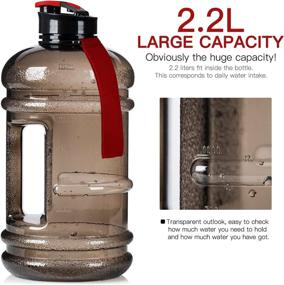 img 1 attached to 2.2L 75oz Half Gallon Water Jug Large Gym Sports Bottle for Men - BPA-Free, Leakproof & Odorless Plastic Reusable Container with Handle - Eco-friendly Wide Mouth Hydro Drinking Fitness Outdoor Gear