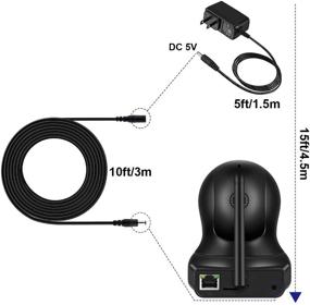 img 1 attached to 🔌 Dericam Universal 10ft 3 Meters Power Extension Cable for DC 5 Volt Power Adapters and Chargers, 5V-3M, Black