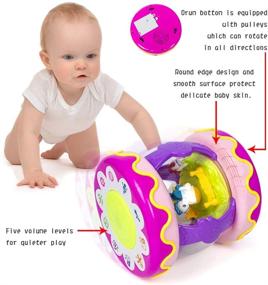 img 1 attached to 🎠 Музыкальные игрушки Woby Carousel Hand Drum: Захватывающая игрушка для развития ребенка с огнями для младенцев мальчиков и девочек