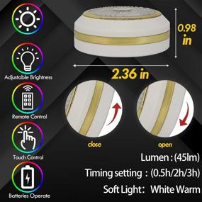 img 3 attached to 💡 Wireless LED Puck Lights with Remote Control - GALLIA Battery Powered RGB Under Cabinet Lighting with 4 Dynamic Modes and Timer Off Function (3 Packs, Small-White)