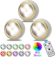 💡 wireless led puck lights with remote control - gallia battery powered rgb under cabinet lighting with 4 dynamic modes and timer off function (3 packs, small-white) логотип