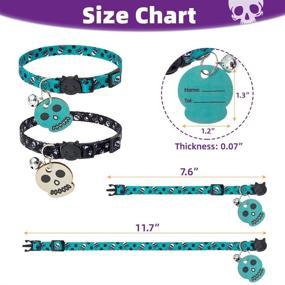 img 3 attached to 🐱 Enhance Your Kitty's Style and Safety with PUPTECK Personalized Skull Pattern Cat Collar - 2 Pack Set with Bell and Wooden ID Tag