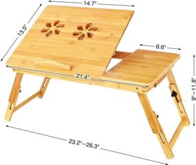 img 2 attached to Jiodux Lap Desk: Adjustable Bamboo Laptop Desk with Cooling Fan - Perfect for Bed & Sofa - Fits up to 15.6 inch laptops