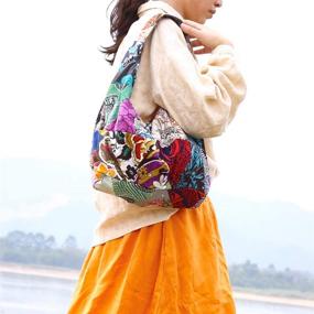 img 2 attached to Многоцветные повседневные женские сумки-хобо с стильными тканями, плечевые сумки и кошельки.