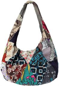 img 4 attached to Многоцветные повседневные женские сумки-хобо с стильными тканями, плечевые сумки и кошельки.