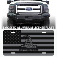 🐍 don't tread on me: american flag embossed aluminum license plate for vehicles logo