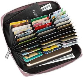 img 4 attached to 👜 Stylish and Secure: Women's 36 Slots RFID Blocking Card Holder with Large Long Leather Zipper Organizer Accordion Wallet