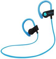 volkano wireless workout earphones - blue/black race series: rechargeable earbuds with over ear hook, 3hr playback, and inline button control logo