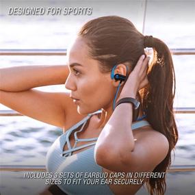 img 3 attached to Volkano Wireless Workout Earphones - Blue/Black Race Series: Rechargeable Earbuds with Over Ear Hook, 3HR Playback, and Inline Button Control