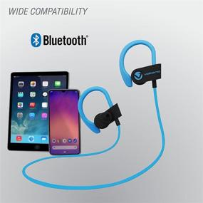 img 2 attached to Volkano Wireless Workout Earphones - Blue/Black Race Series: Rechargeable Earbuds with Over Ear Hook, 3HR Playback, and Inline Button Control