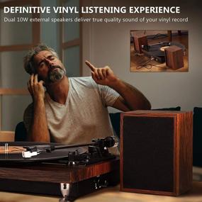 img 1 attached to 🎶 3-Speed Belt-Drive Bluetooth Vinyl Record Player with Dual External Stereo Speakers, Magnetic Cartridge, Durable Stylus, and RCA Output