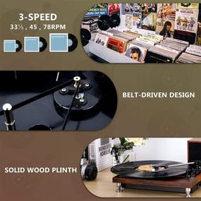 img 2 attached to 🎶 3-Speed Belt-Drive Bluetooth Vinyl Record Player with Dual External Stereo Speakers, Magnetic Cartridge, Durable Stylus, and RCA Output