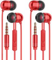 in ear headphones wired headphone metal stereo heave bass earphones with micphone mic with volume control (red 2pairs) logo