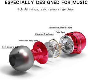 img 2 attached to In Ear Headphones Wired Headphone Metal Stereo Heave Bass Earphones With Micphone Mic With Volume Control (Red 2Pairs)