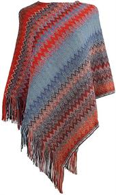 img 3 attached to 🧣 QZUnique Women's Batwing Sweater: Stylish Pullover Wrap Shawl Poncho Cape Pashmina with Knitted Tassels & Waves