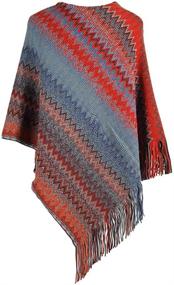 img 1 attached to 🧣 QZUnique Women's Batwing Sweater: Stylish Pullover Wrap Shawl Poncho Cape Pashmina with Knitted Tassels & Waves