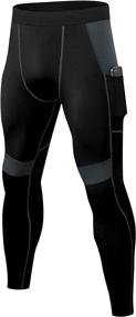 img 3 attached to 👖 2-Pack Men's Compression Pants with Pockets - Football Running Tights for Workout, Yoga, Gym, and Sports Base Layer - Active Dry Fit