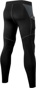 img 2 attached to 👖 2-Pack Men's Compression Pants with Pockets - Football Running Tights for Workout, Yoga, Gym, and Sports Base Layer - Active Dry Fit