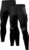 👖 2-pack men's compression pants with pockets - football running tights for workout, yoga, gym, and sports base layer - active dry fit логотип