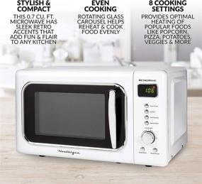 img 3 attached to Nostalgia Classic Retro 0.7 Cu. Ft. 700-Watt Countertop Microwave Oven CLMO7WH with LED Display, 5 Power Levels, 8 Cook Settings in White