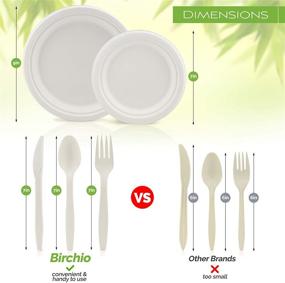 img 3 attached to 🍃 Set of 250 Biodegradable Paper Plates (with Longer Utensils), Disposable Eco-Friendly Dinnerware Set, Compostable Plates and Utensils including Forks, Knives, and Spoons for Parties, Camping, Picnics