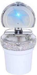 img 4 attached to 🚬 eRide Car Ashtray: Glamorous Bling Smokeless Cylinder Cup Holder with Blue LED Light Indicator – Ideal Car Accessories for Women, Home, and Office (White)