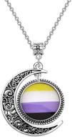 🌈 ujims lgbtq crescent moon charm pendant necklace: celebrate pride with gay & lesbian pride gifts - rainbow pride jewelry for transgender, pansexual, and asexual community logo