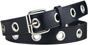 img 4 attached to Womens Double Grommet Leather Studded Women's Accessories and Belts