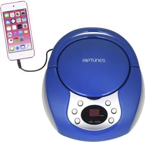 img 4 attached to 🎵 RipTunes Portable Blue CD Player Boombox with Aux-in, AM/FM Radio - Ensuring Endless Entertainment