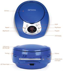 img 3 attached to 🎵 RipTunes Portable Blue CD Player Boombox with Aux-in, AM/FM Radio - Ensuring Endless Entertainment