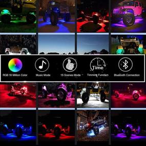 img 1 attached to 🌈 NBWDY 4Pods RGB LED Rock Lights with 4Key RF Bluetooth Controller | 16 Solid Color Dimmable | IP68 Waterproof | Timing Function | Music Mode | Multicolor Neon LED Light Kits for Off Road, Truck, SUV, ATV